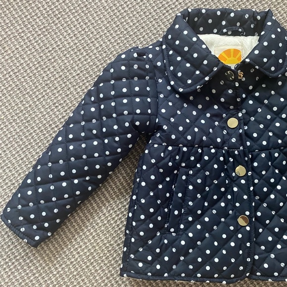 C&C California Navy Polka Dot Puffer Coat EUC 2T - Picture 2 of 12